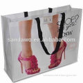 White stitching & handles pp woven shopping bag
